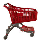 Red All Plastic Shopping Trolley Lightweight Supermarket Grocery Store Shopping Cart 220L