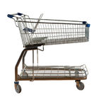 Long Metal Wire Mesh Cage Supermarket Large Grocery Store Handcart With Chassis Wholesale