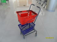 Красная/голубая вагонетка покупок супермаркета с шарнирным соединением 4 рицинусы ПВК 3 дюймов