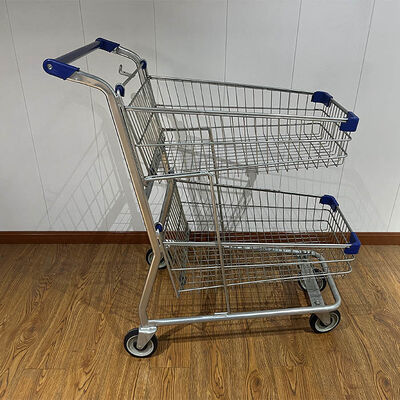 Купить American Style Two Layers Metal Supermarket Shopping Cart Trolley with 4 Universal Wheels Производство в сети
