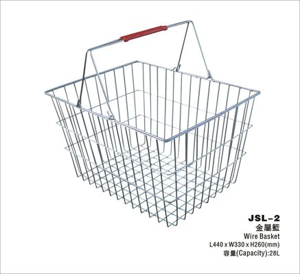 Китай Корзина для товаров металла супермаркета хранения 28 литров с ручкой 2 красных цветов пластичной завод